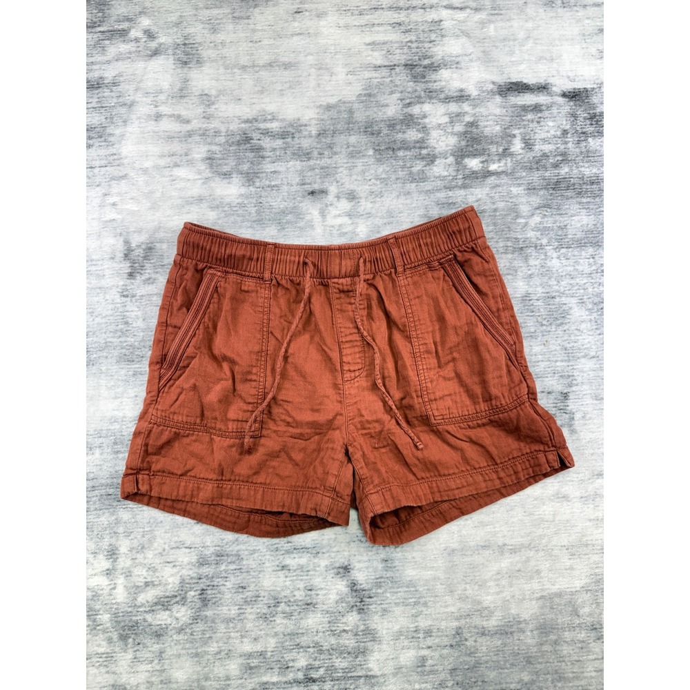 Old Navy Womens Rust Orange Linen Blend Herringbone Drawstring Shorts Size M